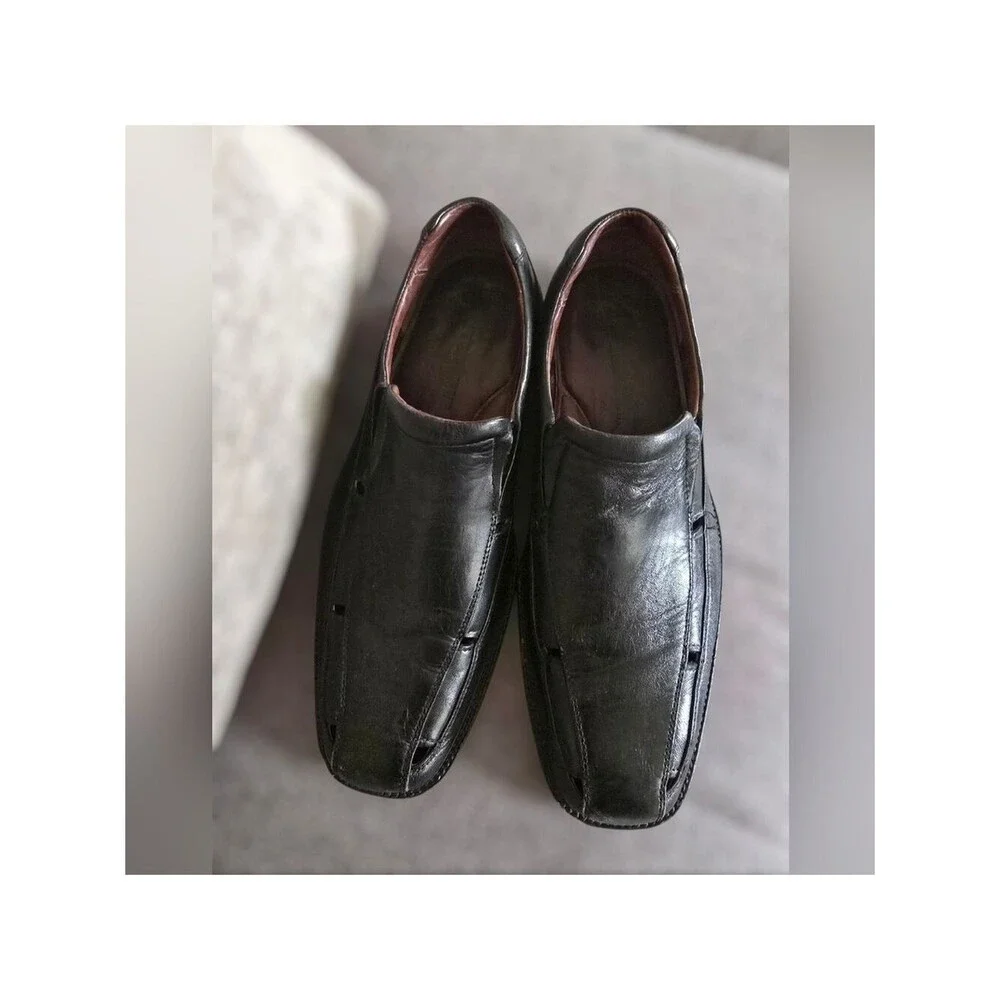 Johnston & Murphy Shoes Men's Size 8.5 8-1/2  Black Leather Loafers Slip On